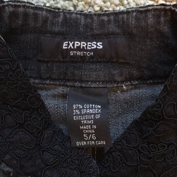 Express Black Jean Jacket With Lace Trim, 5/6 - Picture 10 of 10